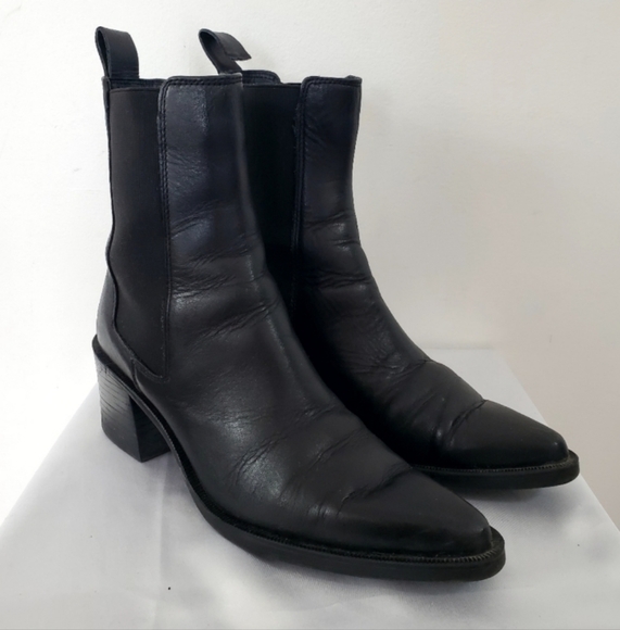 Zara Geometric Heel Pointed Ankle Boot Black - Picture 4 of 15